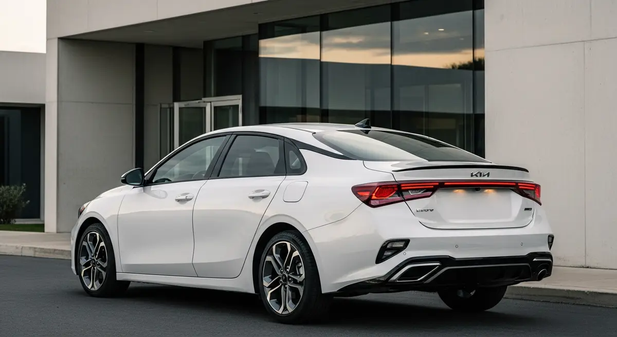 Kia K4 2026 Heckansicht mit durchgehendem LED-Leuchtenband