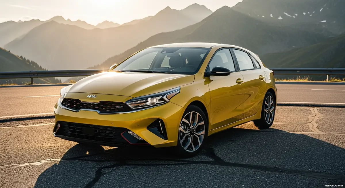 Kia K4 2026 Frontansicht auf Bergstraße mit modernem Tiger-Nose-Grill