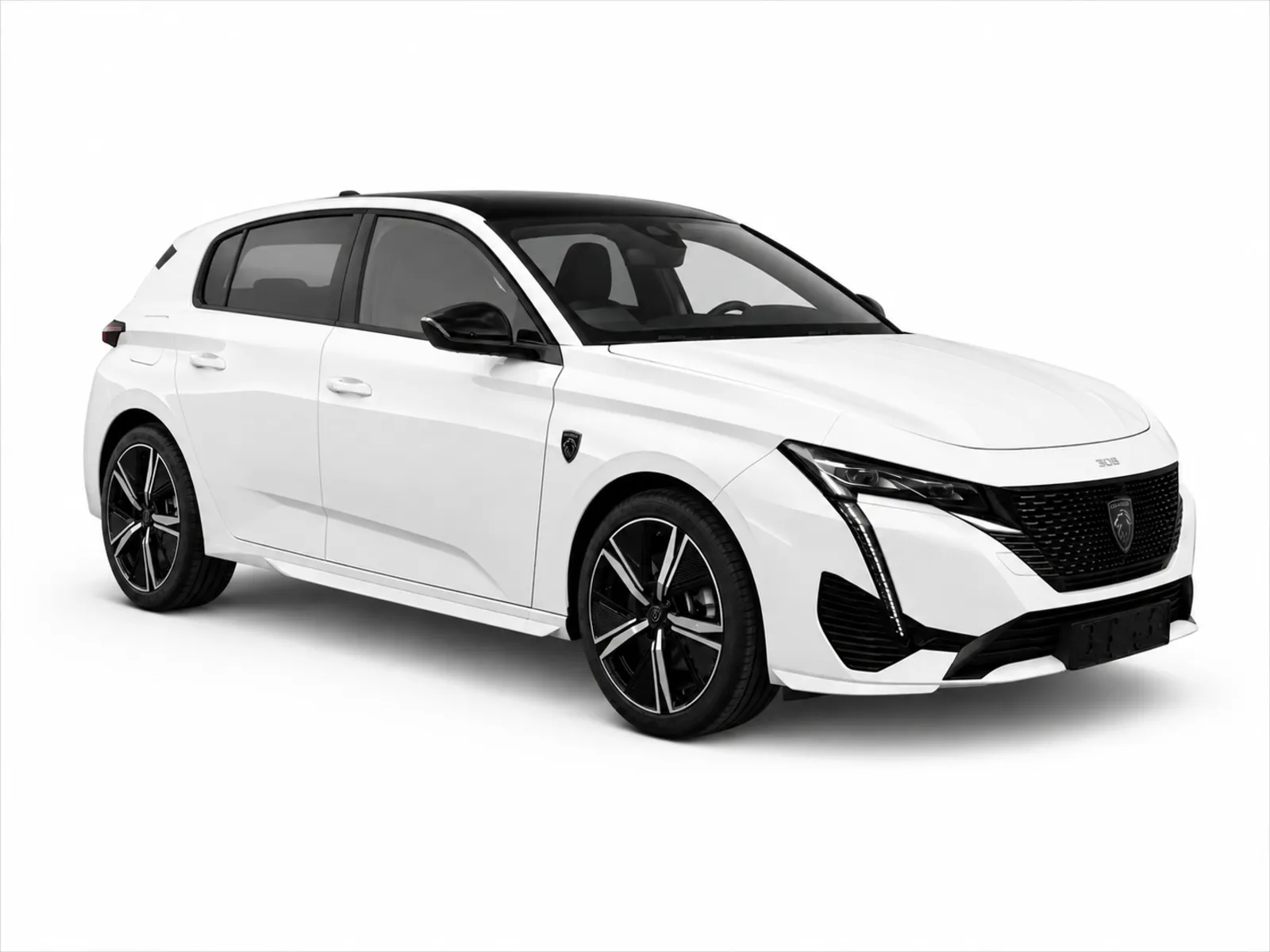 Peugeot 308 Hybrid GT in Weiß – Frontansicht